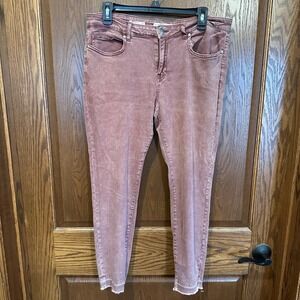Wild Blue Denim Sadie Robertson Collab Distressed Raw Hem Jeans Burgundy Size 13